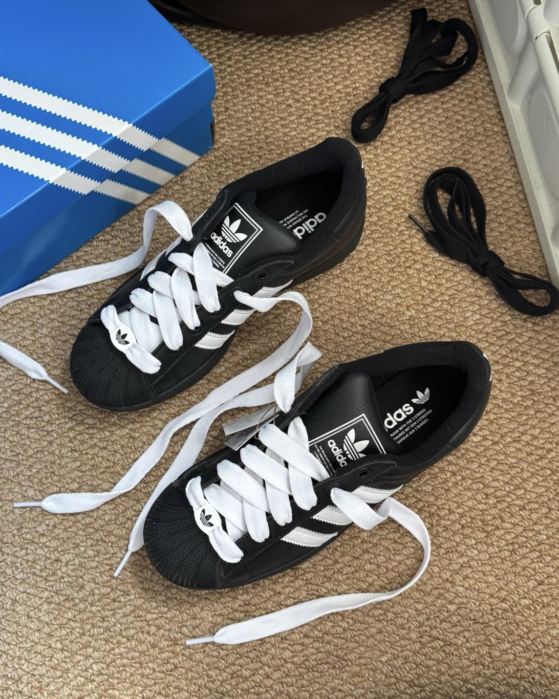 Adidas SUPERSTAR II 貝殼頭 愛迪達 三葉草 黑白 黑標 復古 男女鞋