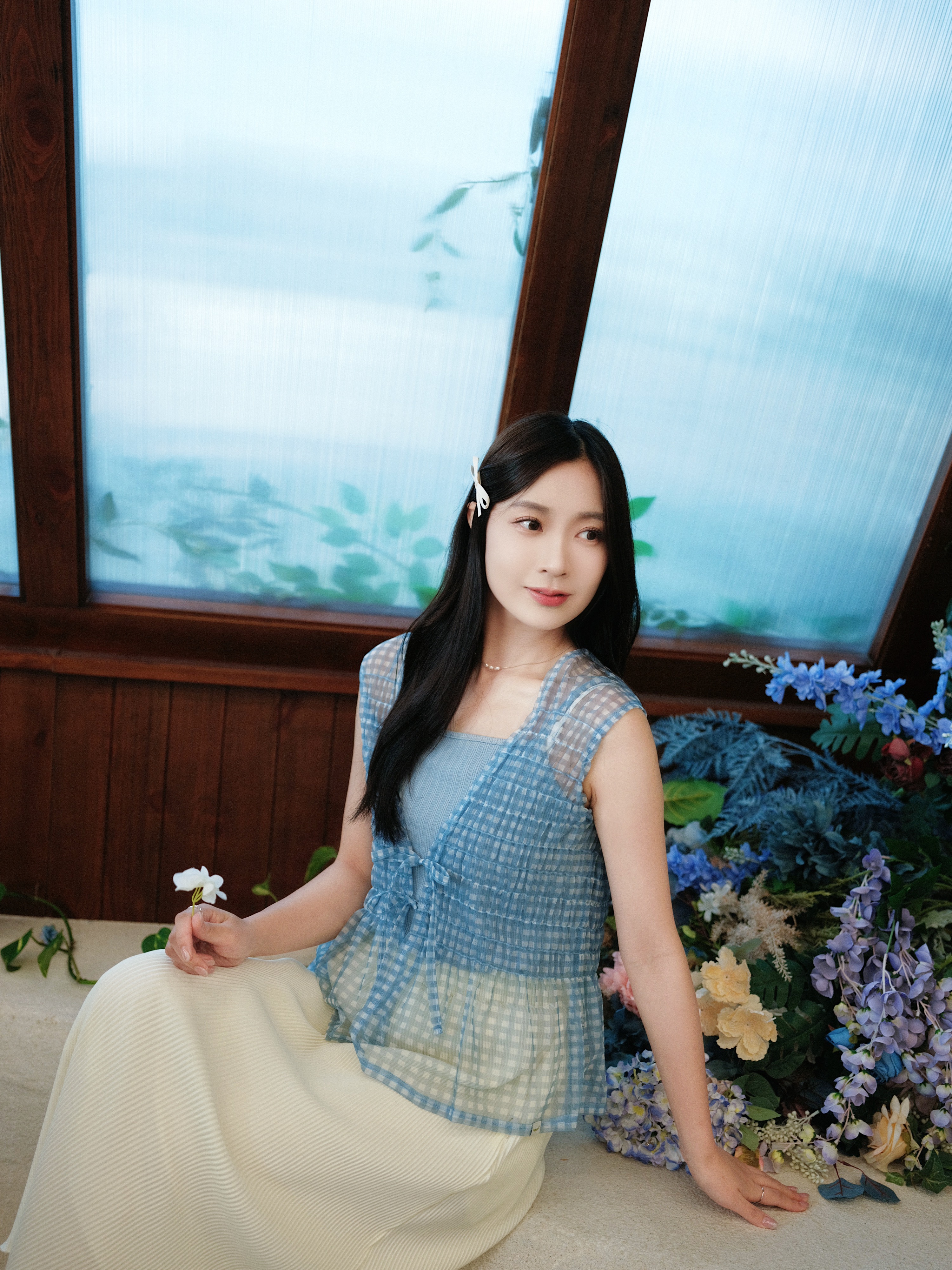 兩色 / 前後兩著微透格子馬甲 / Reversible Sheer Checkered Vest