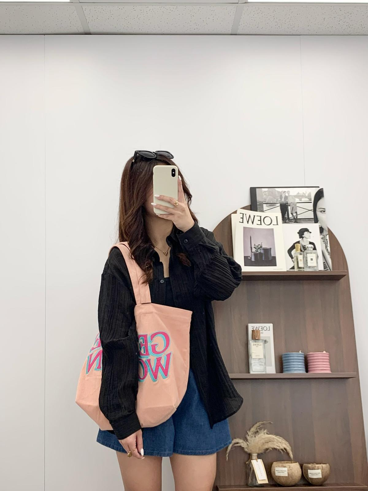 Gentle Woman Corduroy Tote Bag(Pink)