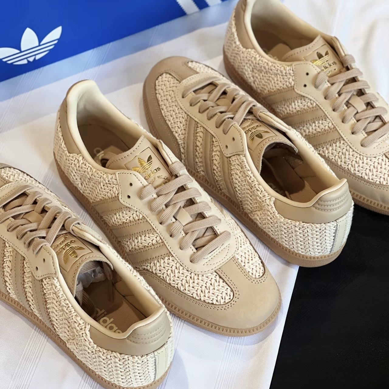 ADIDAS ORIGINALS SAMBA OG 卡其 奶茶 編織 復古 焦糖底 JR9446