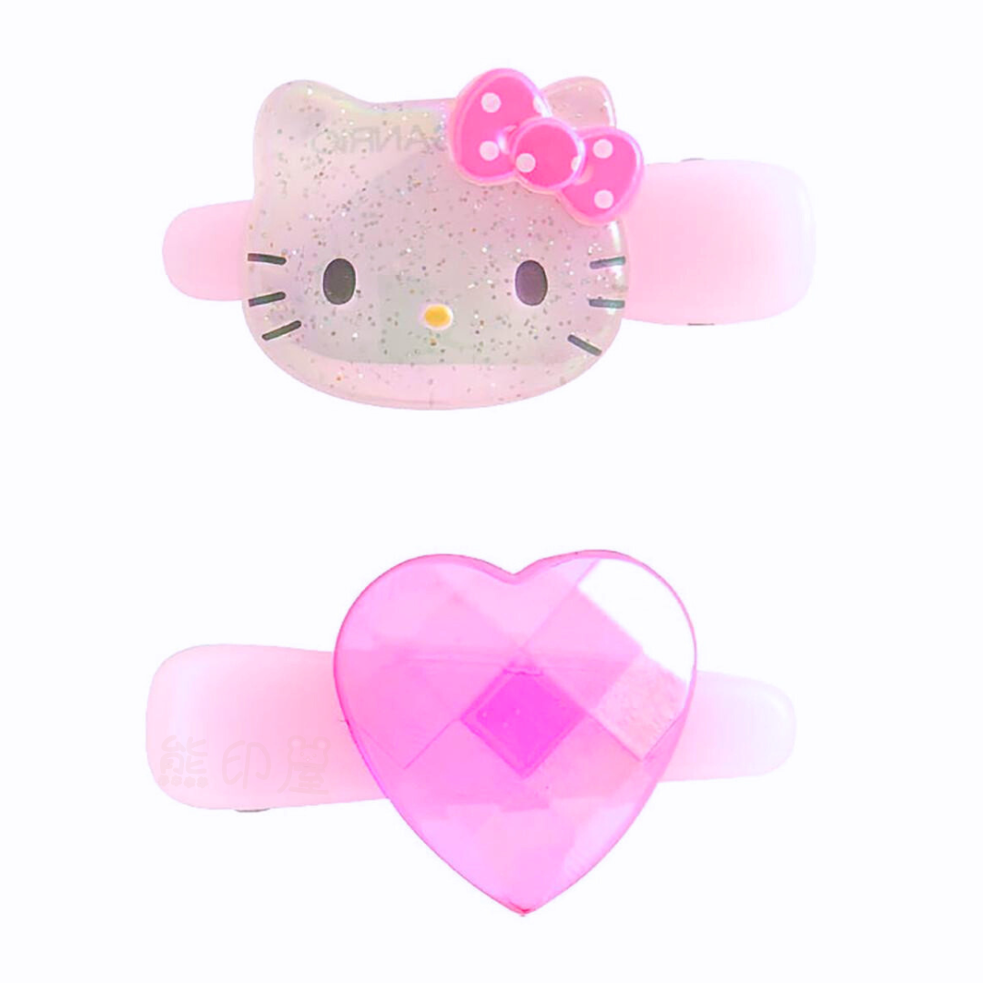 Hello Kitty心形迷你兒童髮夾一對 [平行進口]