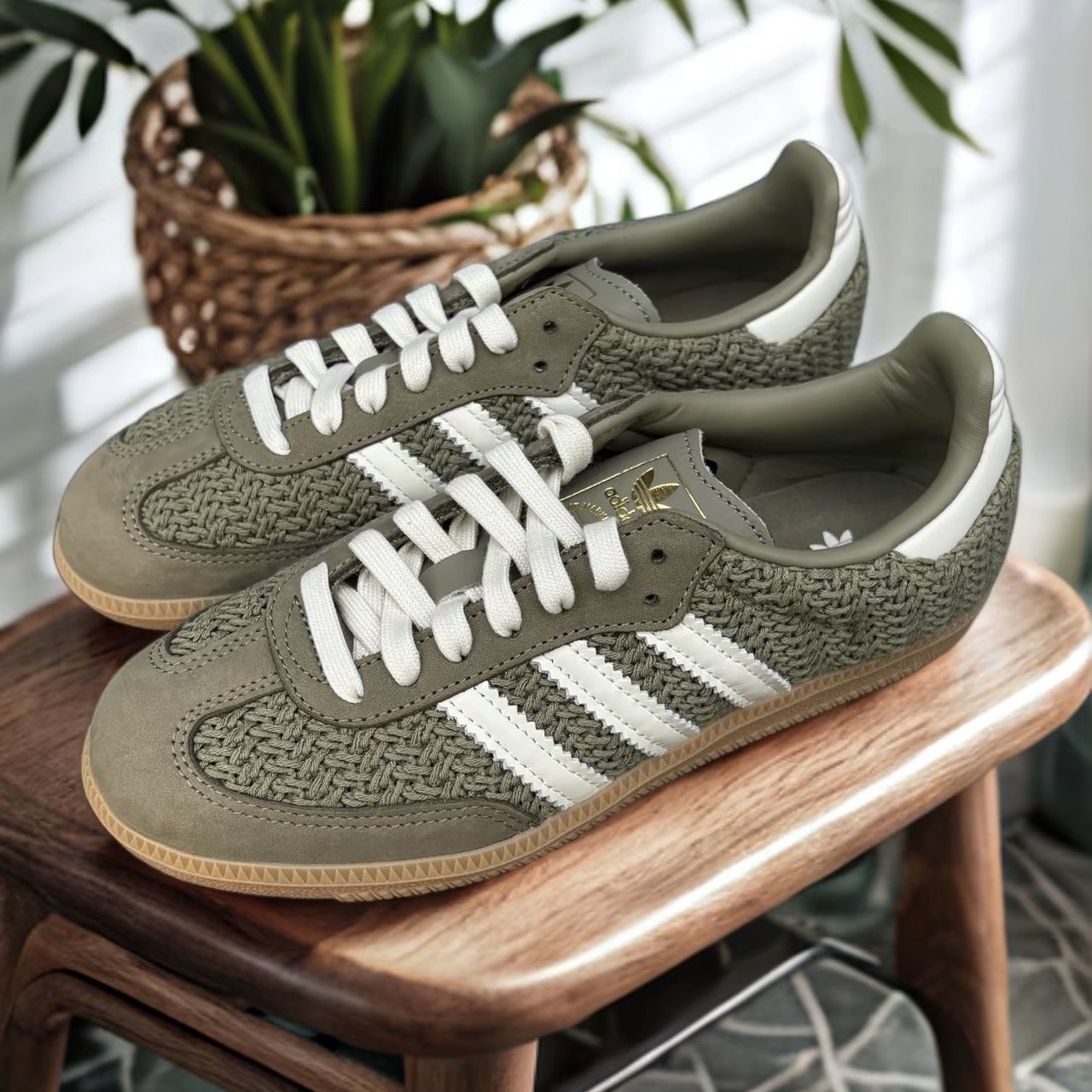 ADIDAS ORIGINALS SAMBA OG 橄欖綠 編織 復古 焦糖底 JR9447