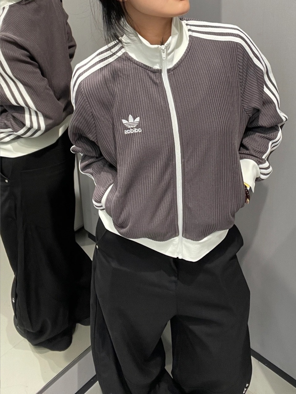 ADIDAS ORIGINALS TOP KNIT TRACK 條紋 立領外套 短版 三葉草 女款 奶油黑 KC2649 咖奶 KC2650 / 預購