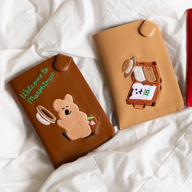 DINOTAENG PASSPORT COVER 棕色 磁吸護照套 袋鼠家族 韓國代購