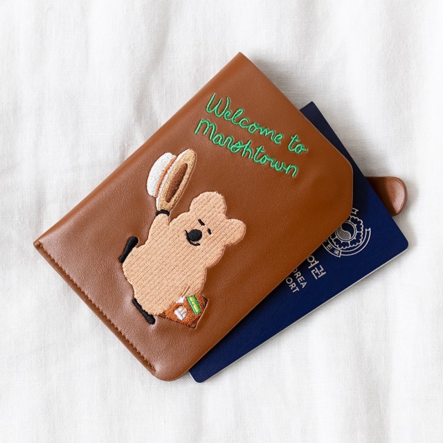 DINOTAENG PASSPORT COVER 棕色 磁吸護照套 袋鼠家族 韓國代購