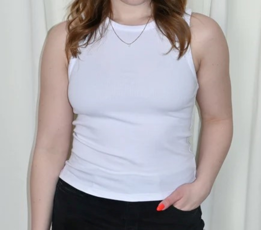 [S] DKNY JACQUARD LOGO RIBBED TOP,WHITE BLACK COMBO, DJ4R0115-OIR FINAL SALE (SD992)