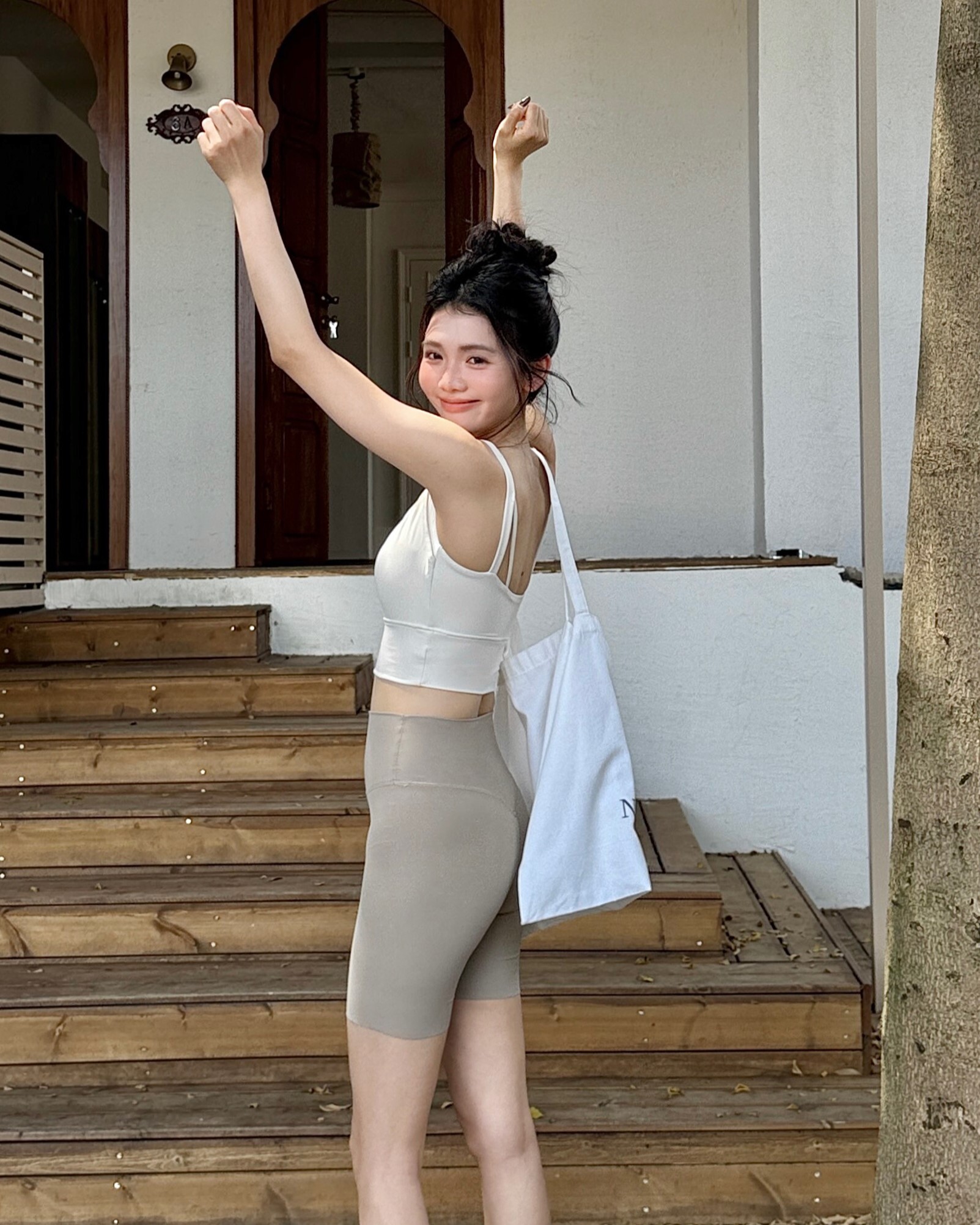 FLOAT 雙肩帶雪紡兩件式上衣-奶白