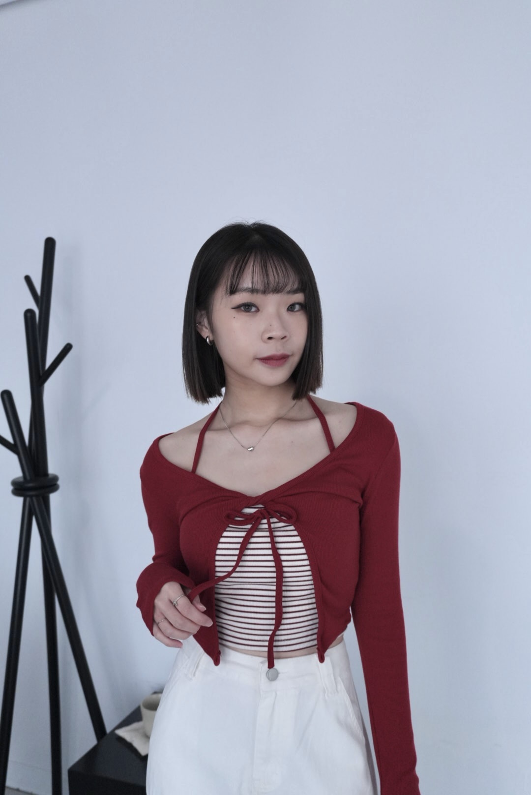 條紋扭結掛脖set