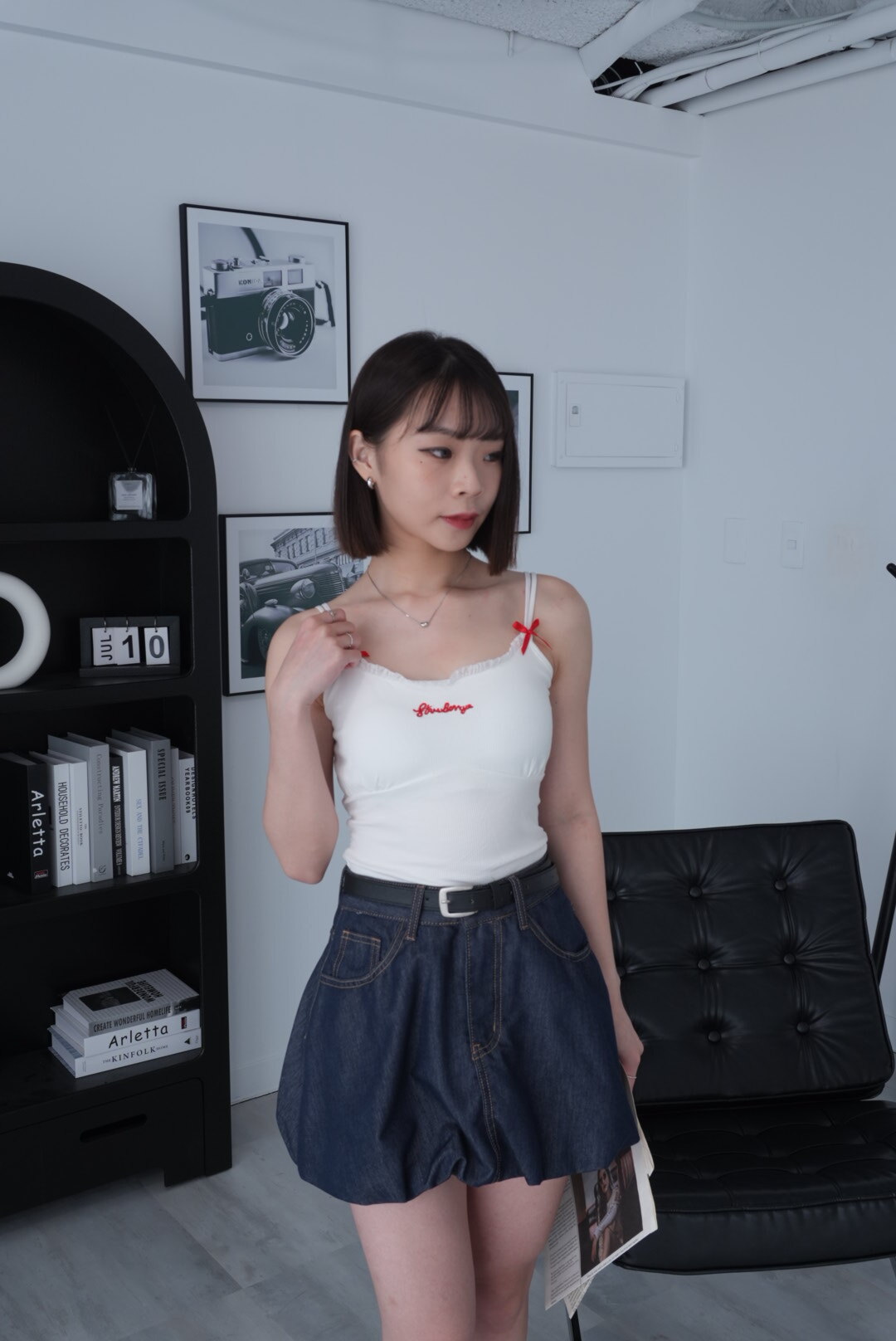 牛仔風泡泡短裙