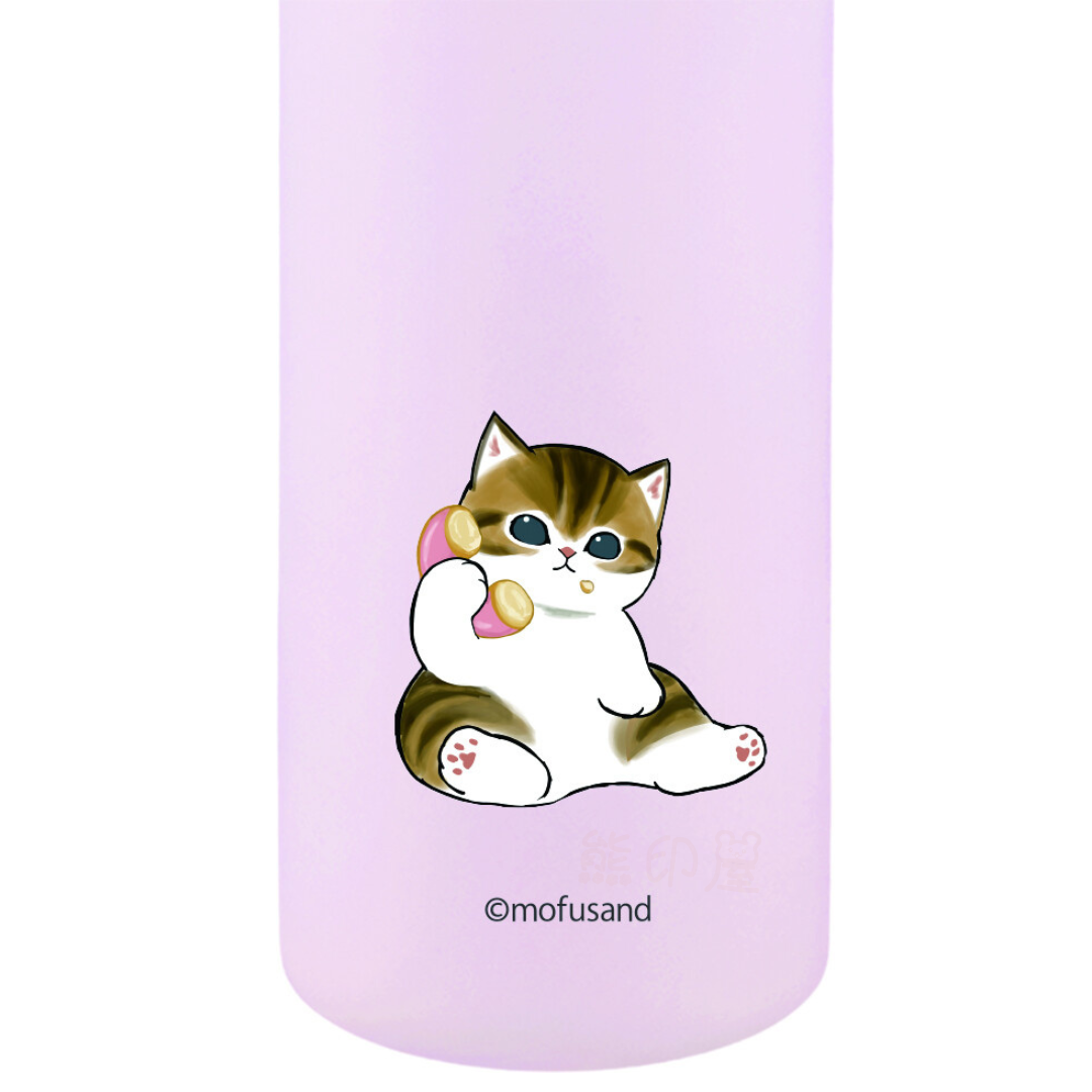 Mofusand甜甜圈貓不鏽鋼按壓式保溫水壺保溫瓶350ml (粉)
