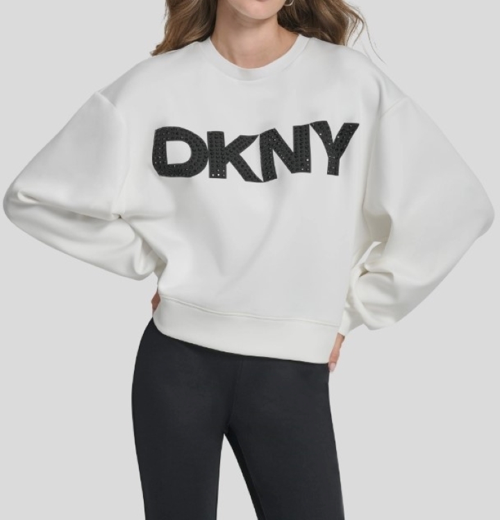 [S] DKNY IVORY/BLACK SEQUIN LOGO SWEATER, DJ4R0480-IVK [FINAL SALE] (SD1290)
