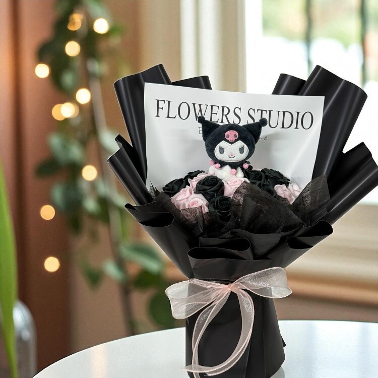 庫洛米酷洛米特別色花束,酷洛米粉色黑色香皂花花束,Kuromi bouquet, Kuromi soap flower bouquet