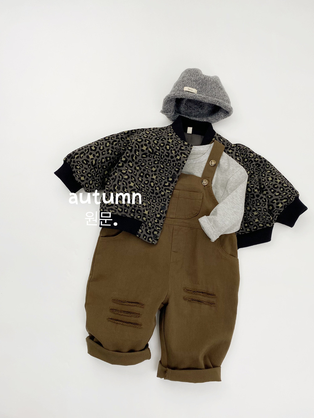 純棉寬鬆立領豹紋外套