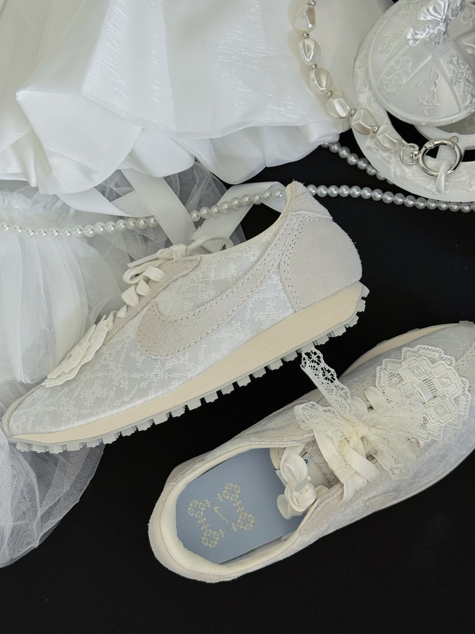 NIKE LD-1000 蕾絲奶油白 米灰 寶寶藍 小花 芭蕾風 宮廷風 女鞋 IH7345-001 / 預購