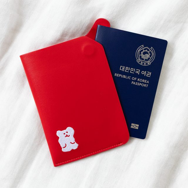 DINOTAENG BOBO PASSPORT COVER 深紅 磁吸護照套 袋鼠家族 韓國代購