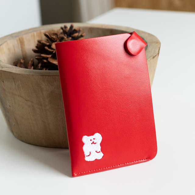 DINOTAENG BOBO PASSPORT COVER 深紅 磁吸護照套 袋鼠家族 韓國代購