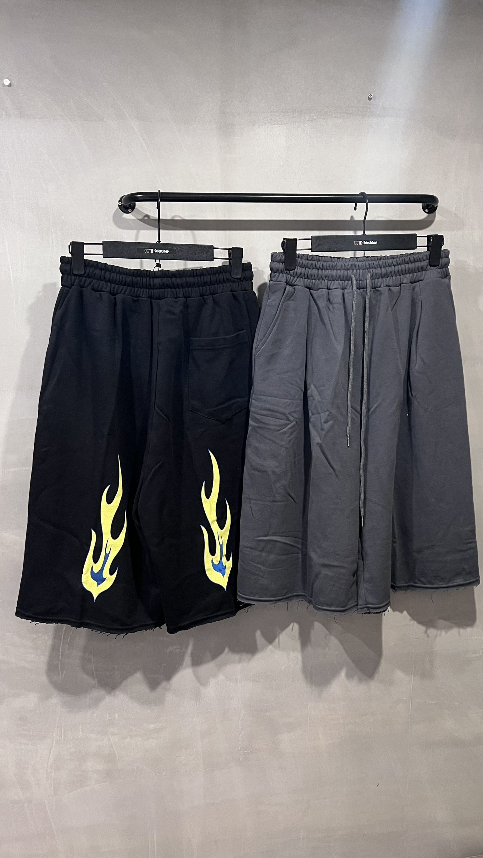 火焰不收邊短棉褲