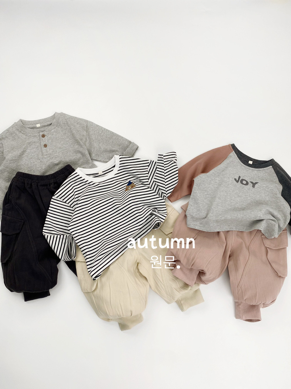 三色純棉休閒工裝束腳長褲