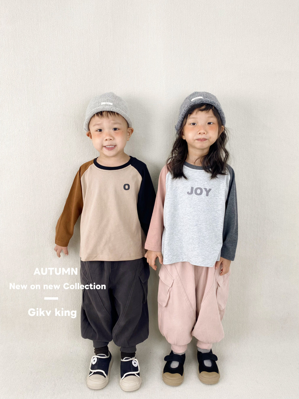 三色純棉休閒工裝束腳長褲