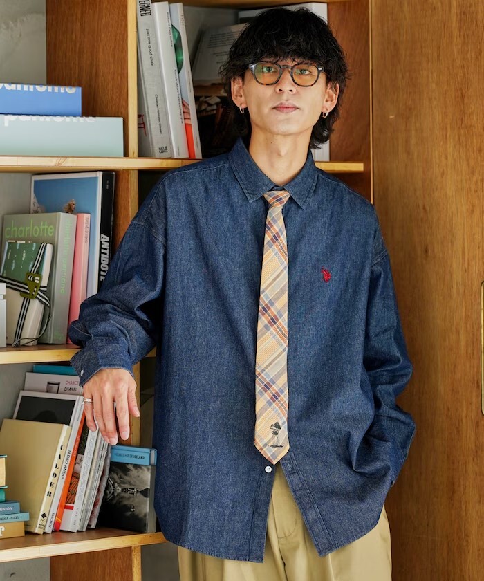 "代購" U.S. POLO ASSN. 25AW 刺繡牛仔長袖襯衫