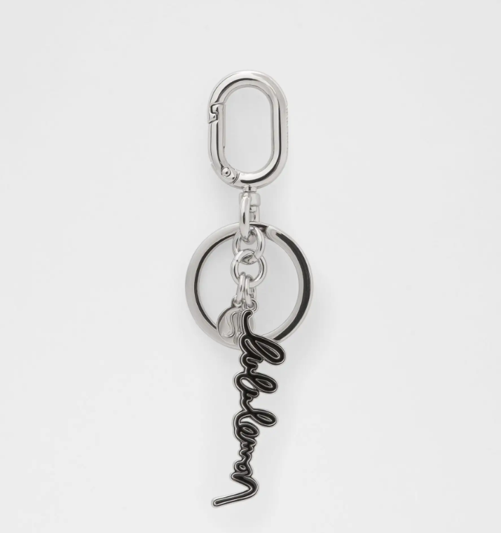 [S] LULULEMON BLK/SLVR METAL SCRIPT KEYCHAIN, 155702667 (SZZ635)
