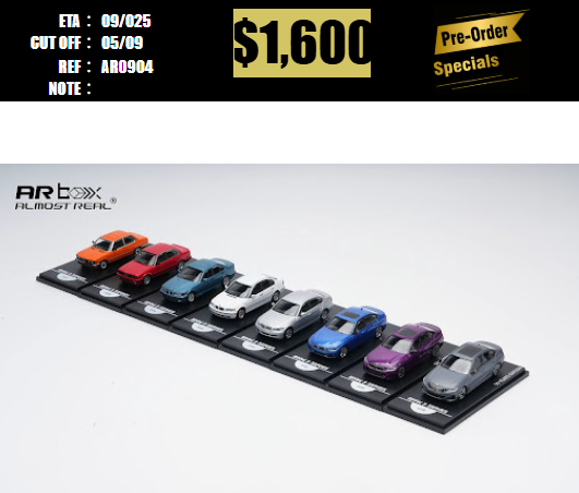 PO-$1600 * AR BOX * 1:64 BMW 3 SERIES 50TH ANNIVERSARY 8PC SET [OD04/09]