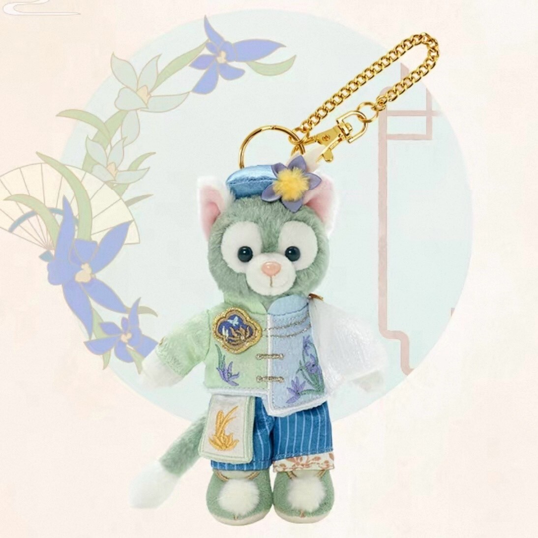 達菲和朋友們 花間綺夢系列 傑拉托尼 畫家貓 Gelatoni 鑰匙圈 吊飾 -上海迪士尼樂園