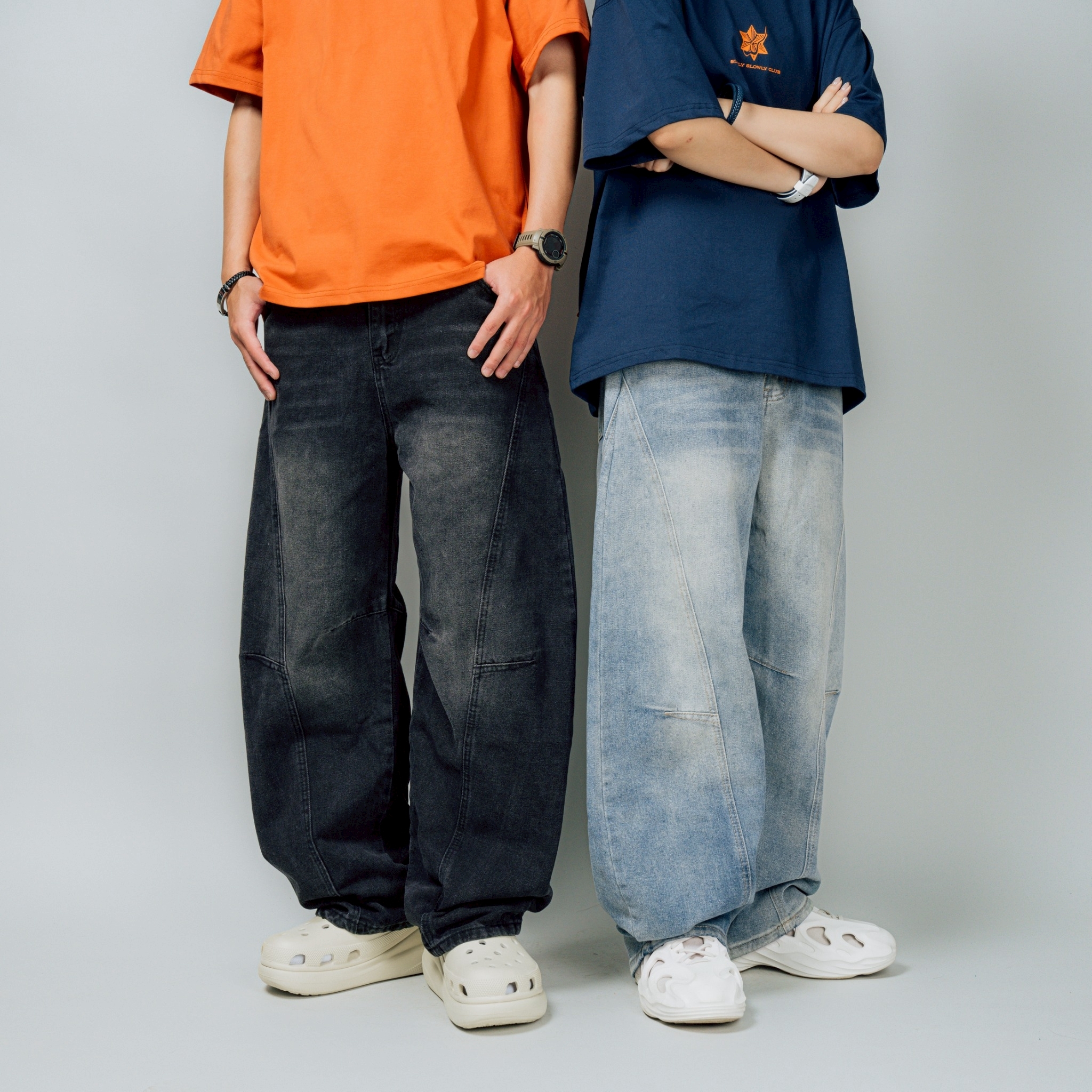 微彎刀立體剪裁牛仔褲 V0002