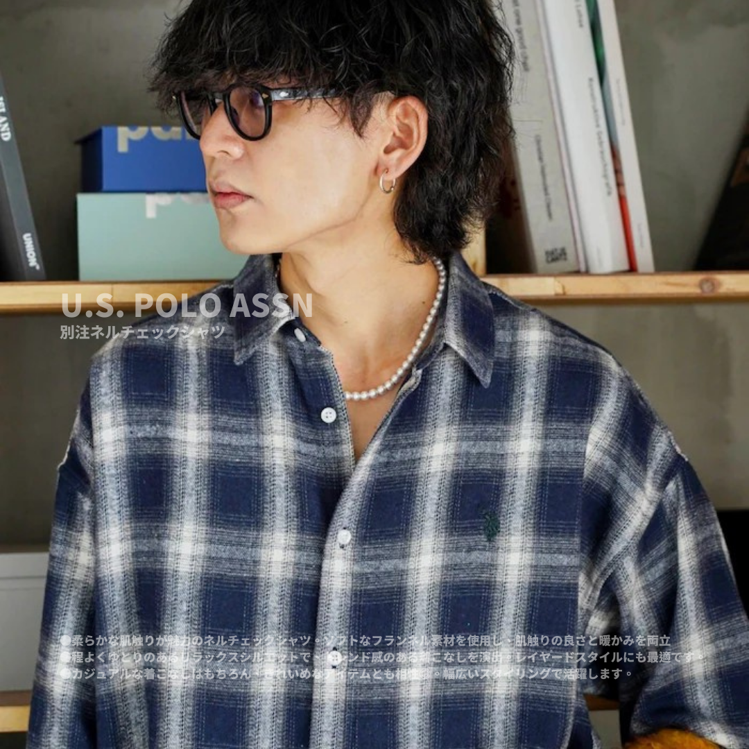 "代購" U.S. POLO ASSN. 25AW刺繡法蘭絨格紋襯衫
