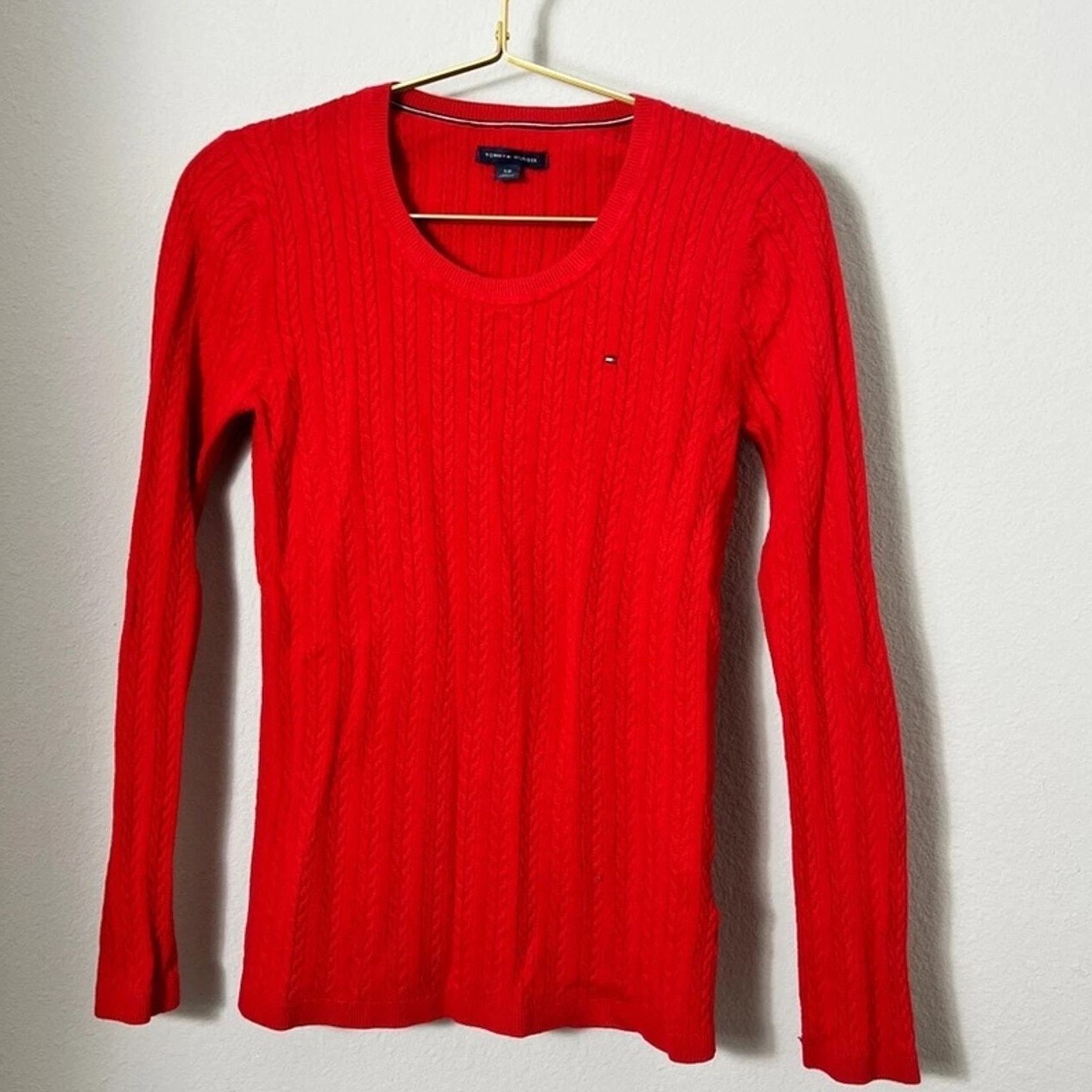[S] TOMMY HILFIGER TOMMY HILFIGER LADIES KNIT LONG SLEEVE SWEATER,RED, 76J4735-600 (STH1112)