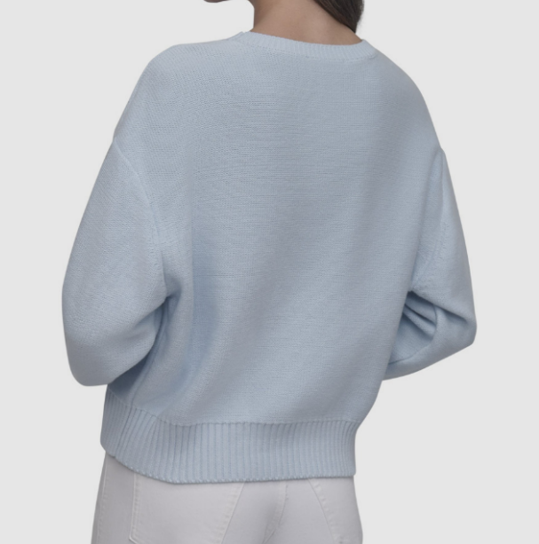 [S] DKNY SKYWAY BLUE HEATHER LOGO EMBROIDERED SWEATSHIRT, DJ5R0646-KXU (SD1488)