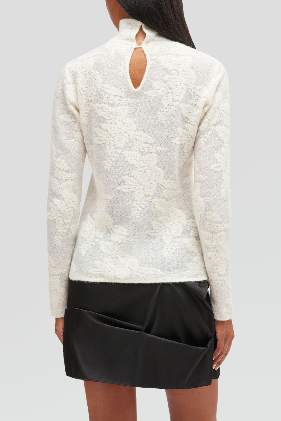 GANNI｜JACQUARD 高領花卉提花透膚上衣