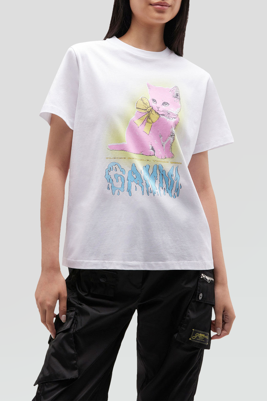 GANNI｜KITTY 圓領小貓印花短袖T