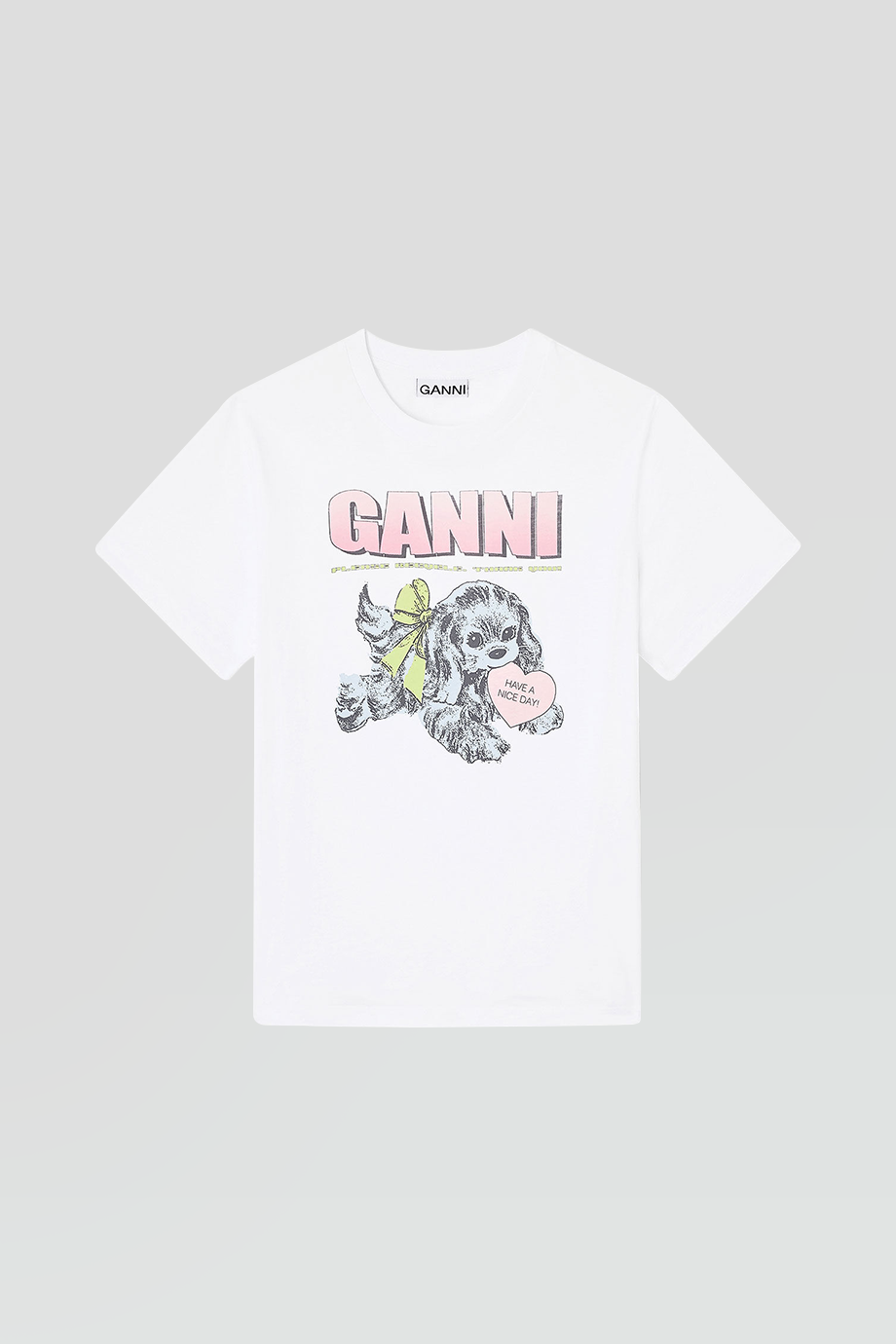 GANNI｜PUPPY 圓領小狗印花短袖T