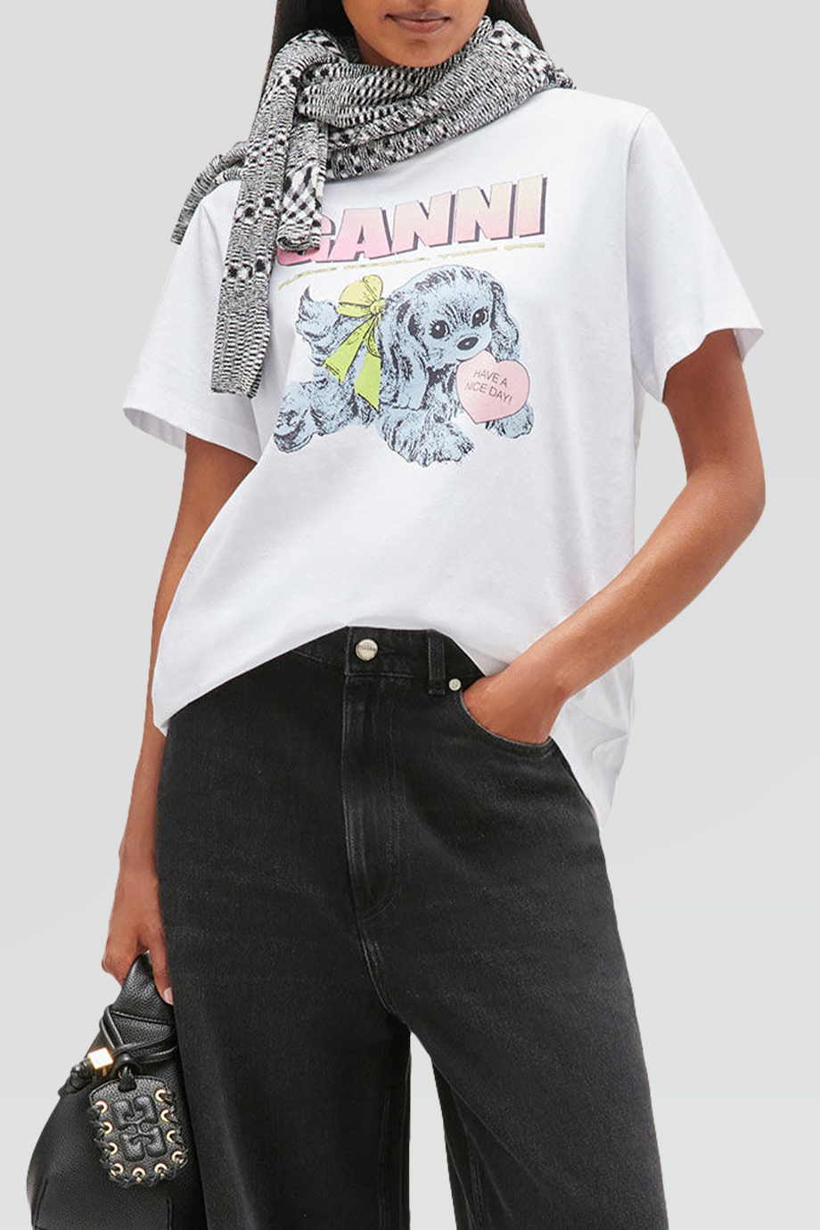 GANNI｜PUPPY 圓領小狗印花短袖T