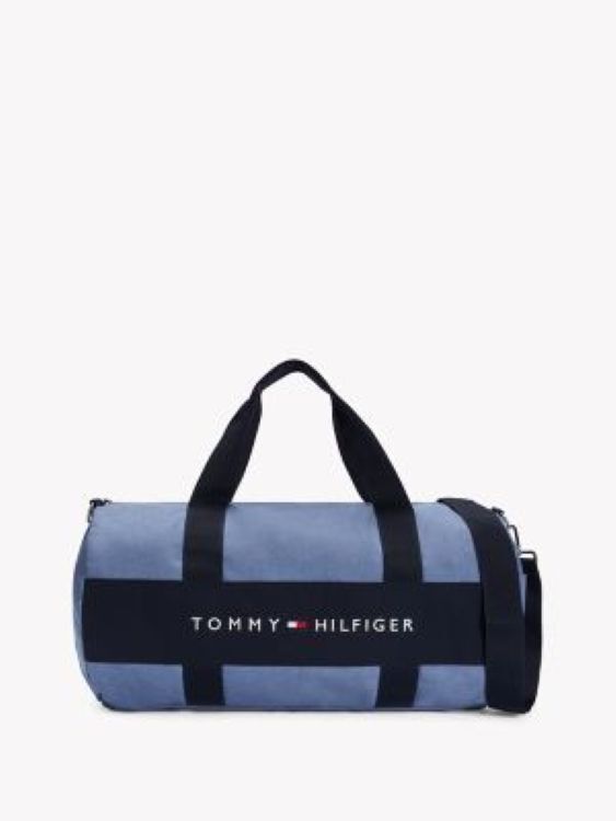 [S] TOMMY HILFIGER NAVY XA00022 TOMMY LOGO CHAMBRAY DUFFLE BAG, 197735863328 (STH1178)