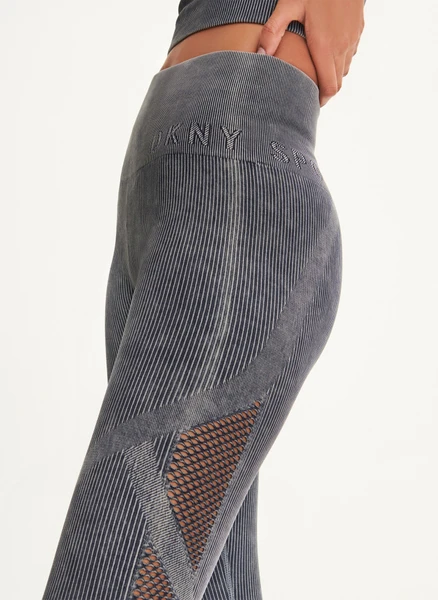 [S] DKNY RIB KNIT HIGH WAISTED SEAMLESS LEGGING,GREY, DP1P2594-VF5 [FINAL SALE] (SD349)
