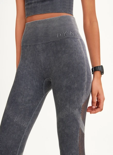 [S] DKNY RIB KNIT HIGH WAISTED SEAMLESS LEGGING,GREY, DP1P2594-VF5 [FINAL SALE] (SD349)