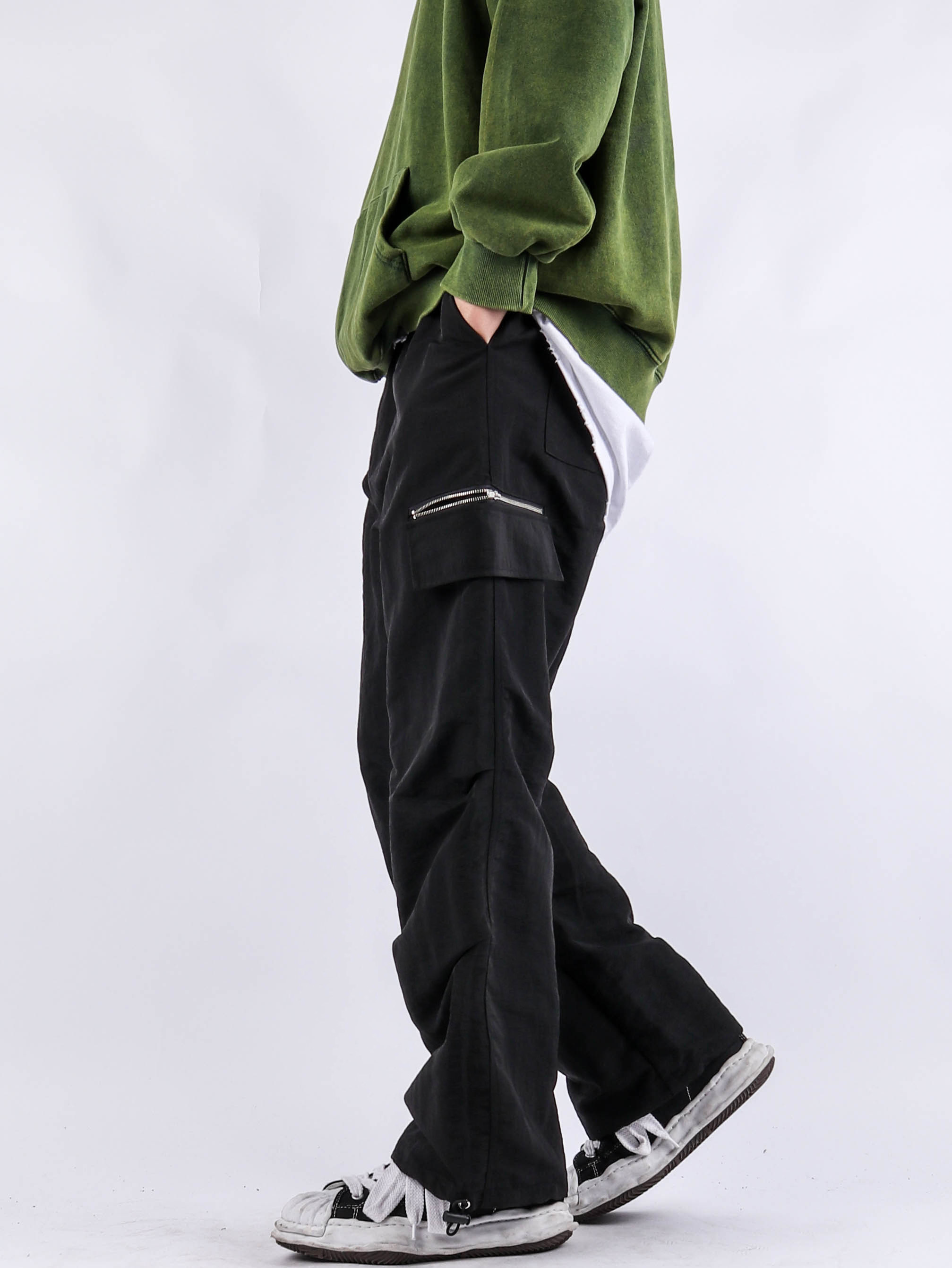 (韓國獨家特價)口袋拉鍊工裝褲