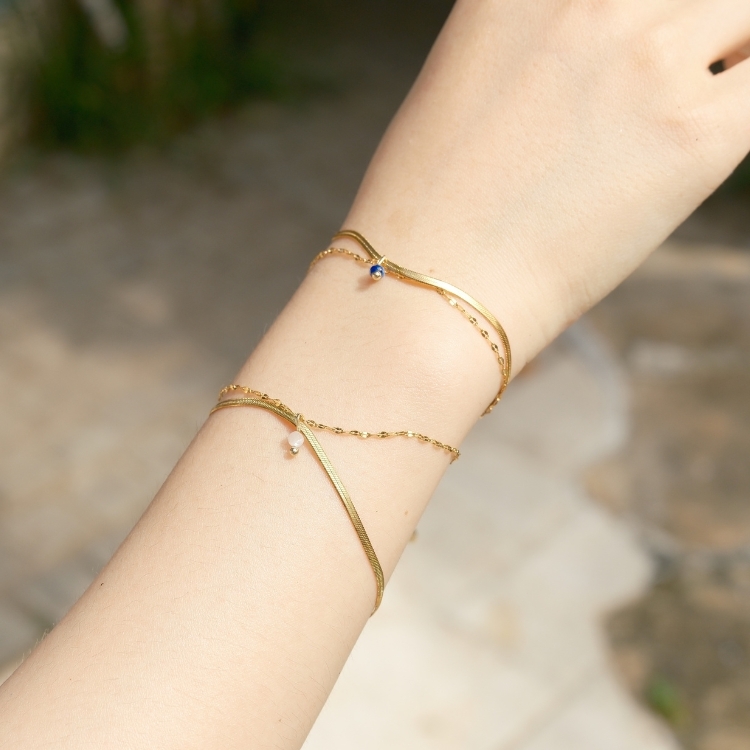 💫金閃巴洛克💫獨家設計 雙層鈦鋼手鏈 紫水晶 石榴石 青金石 螢石 天然石水晶