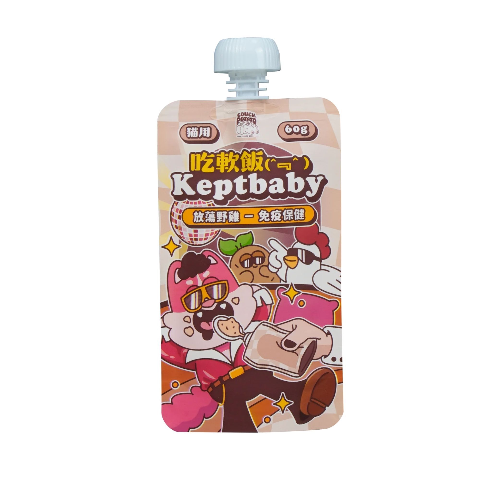 沙發馬鈴薯 吃軟飯貓用骨肉泥主食餐包 - 放蕩野雞 (免疫保健) 60g
