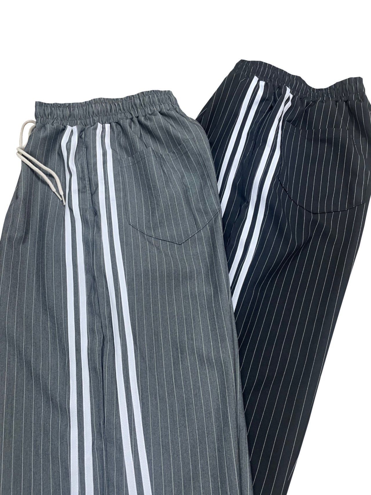 雙間拼直紋可束腳鬆身褲 P3170