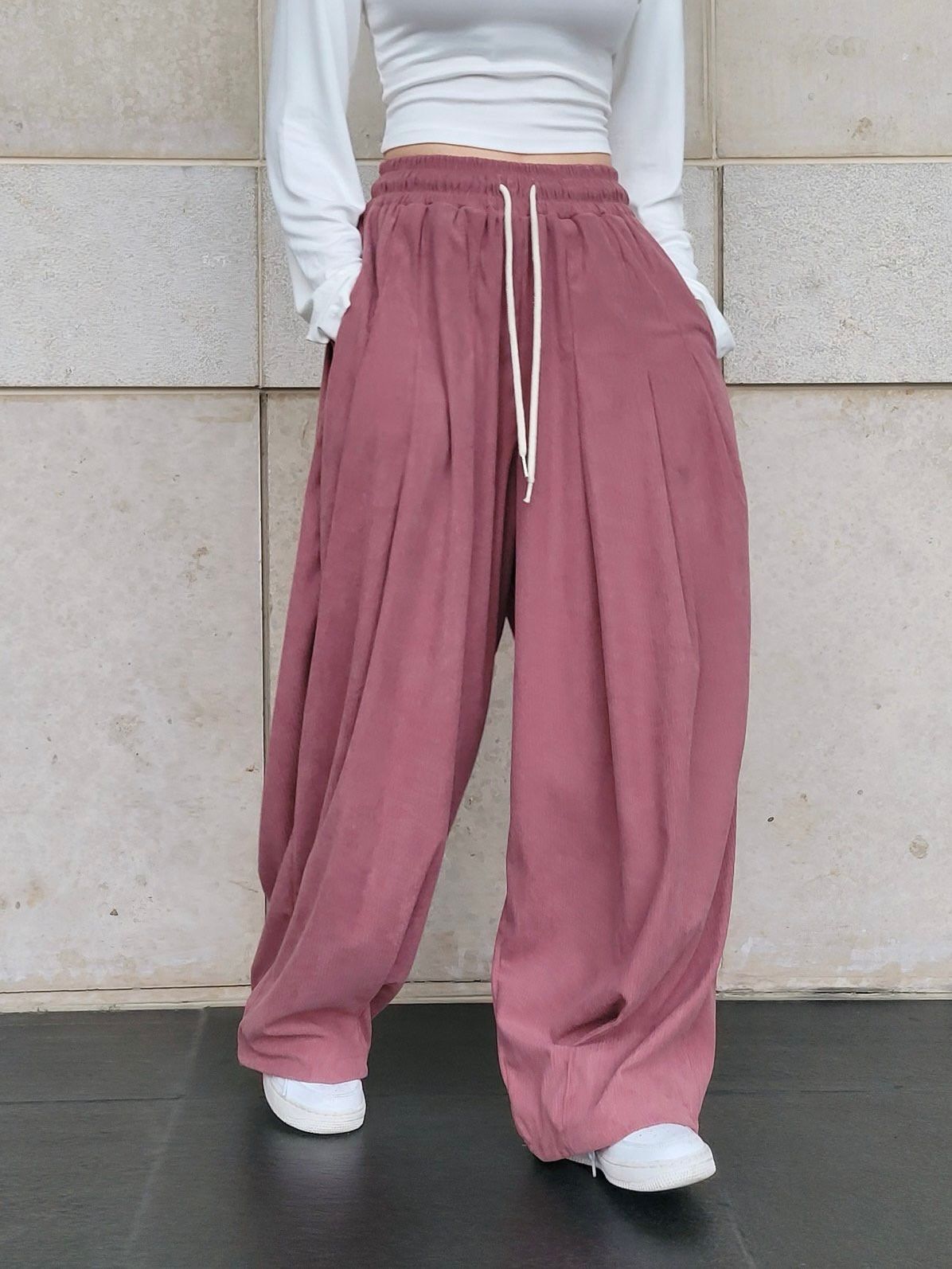 淨色薄燈心絨鬆身褲 P3175