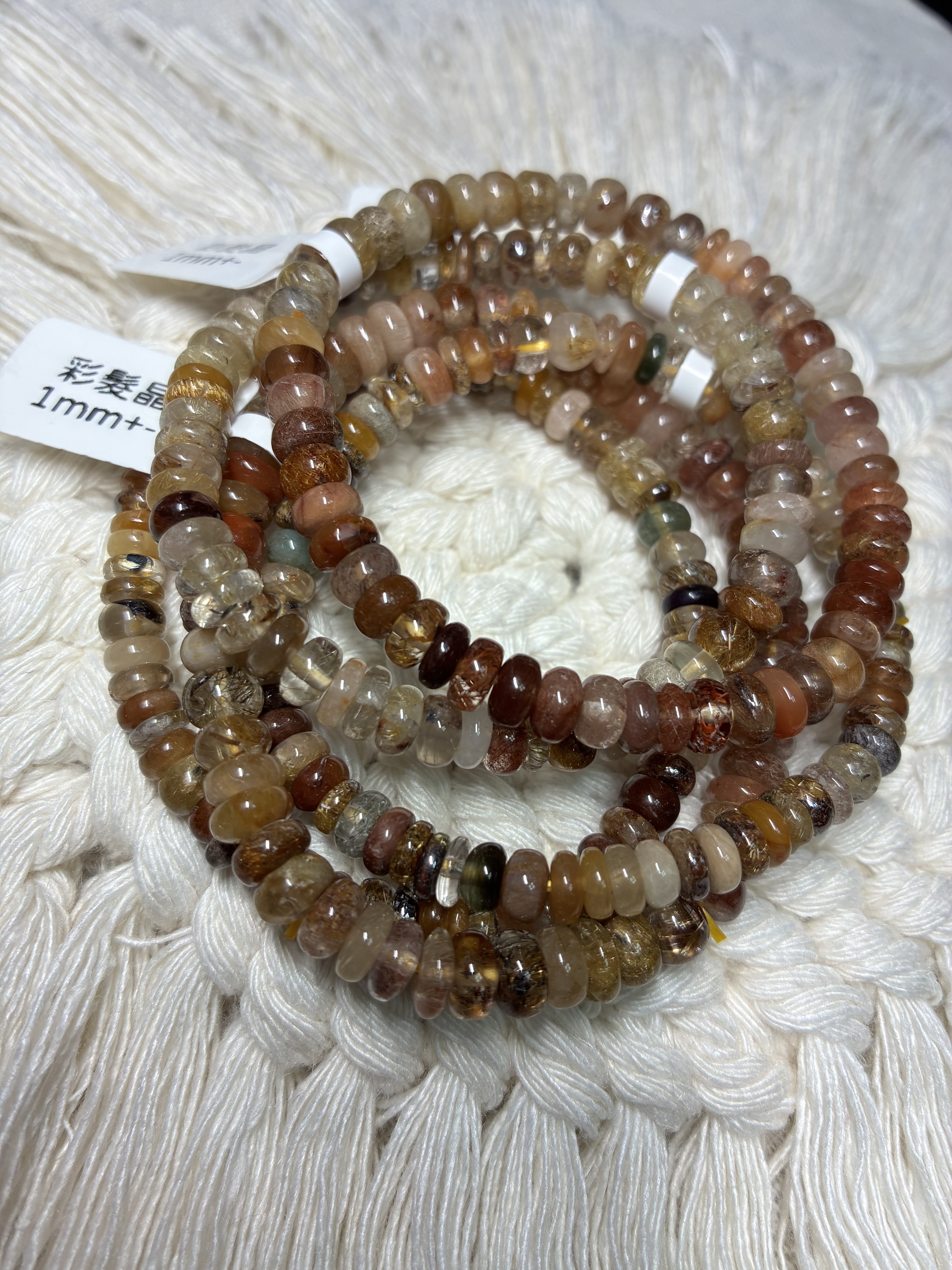 彩髮晶直切形手串1mm+-