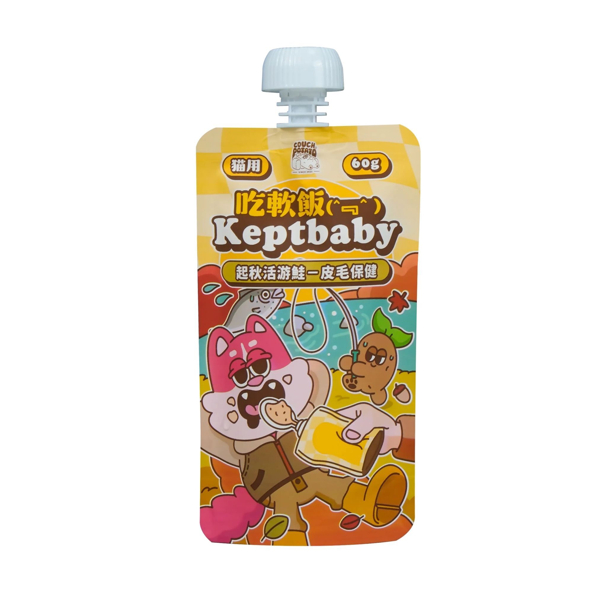 沙發馬鈴薯 吃軟飯貓用骨肉泥主食餐包 - 起秋活游鮭 (皮毛保健) 60g