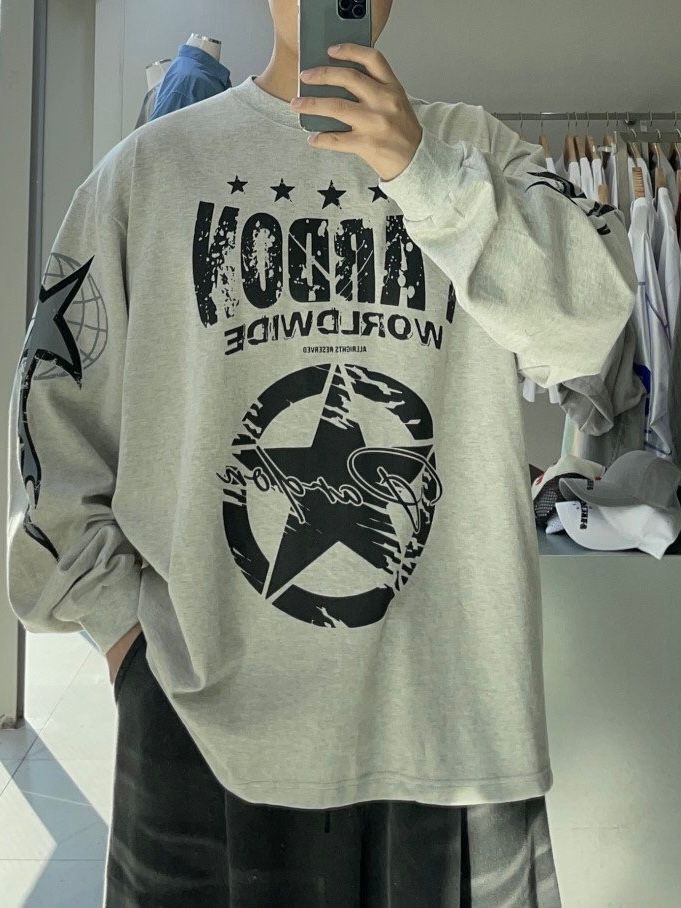 英文字圖案長袖衫 HD-011T