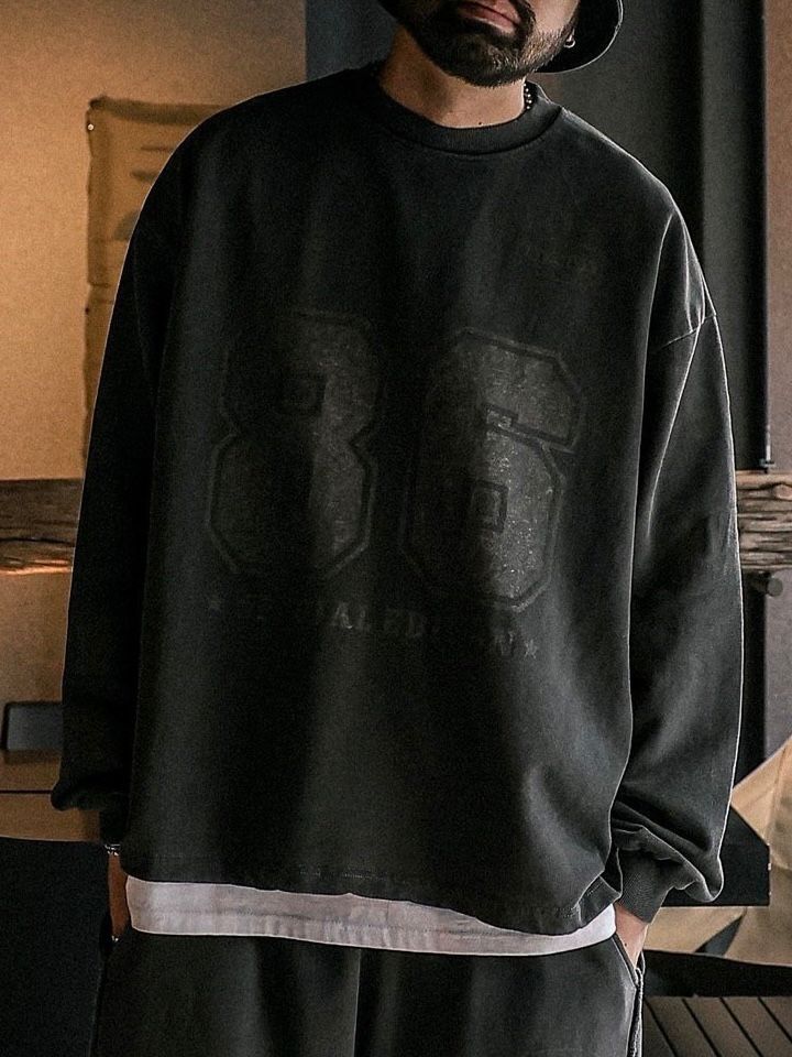 洗水數字長袖衫 HD-018T