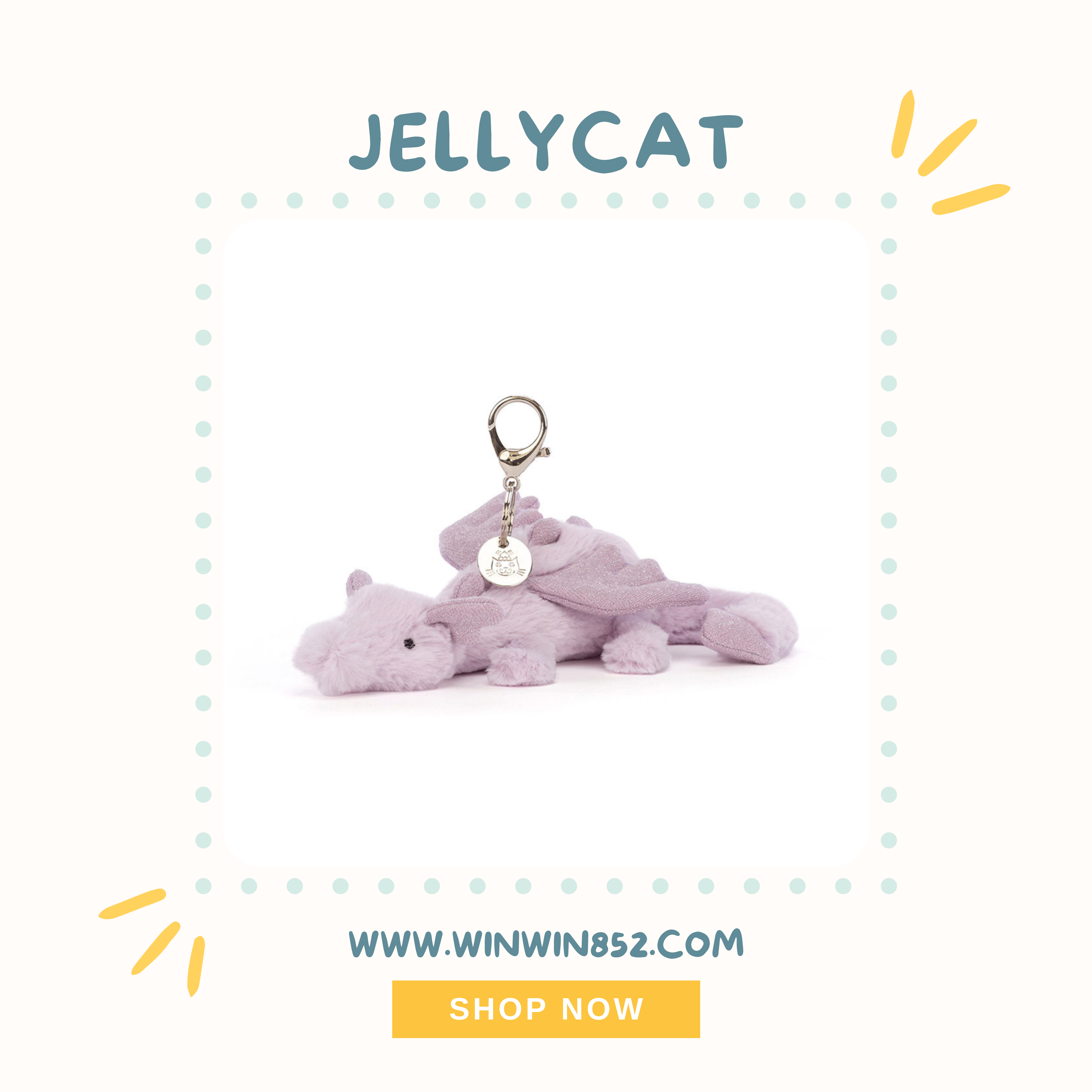 Jellycat Lavender Dragon Bag Charm