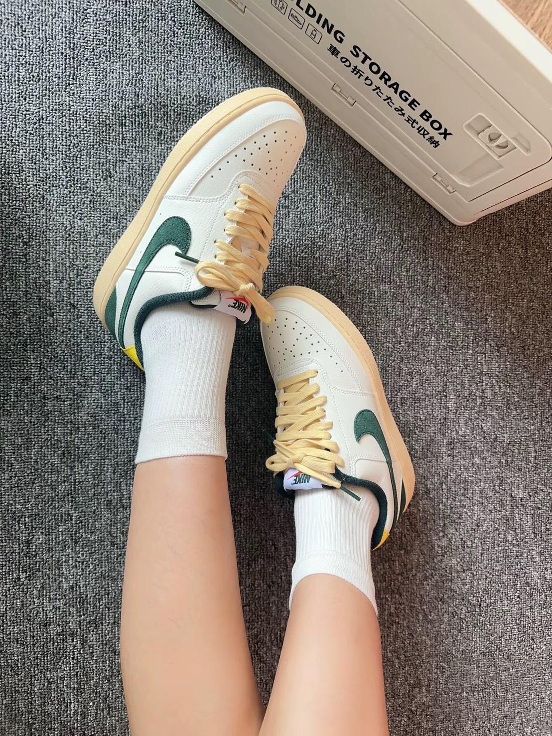 NIKE COURT VISION LOW 米白深綠 麂皮 拼接 男女同款 FD0320-133