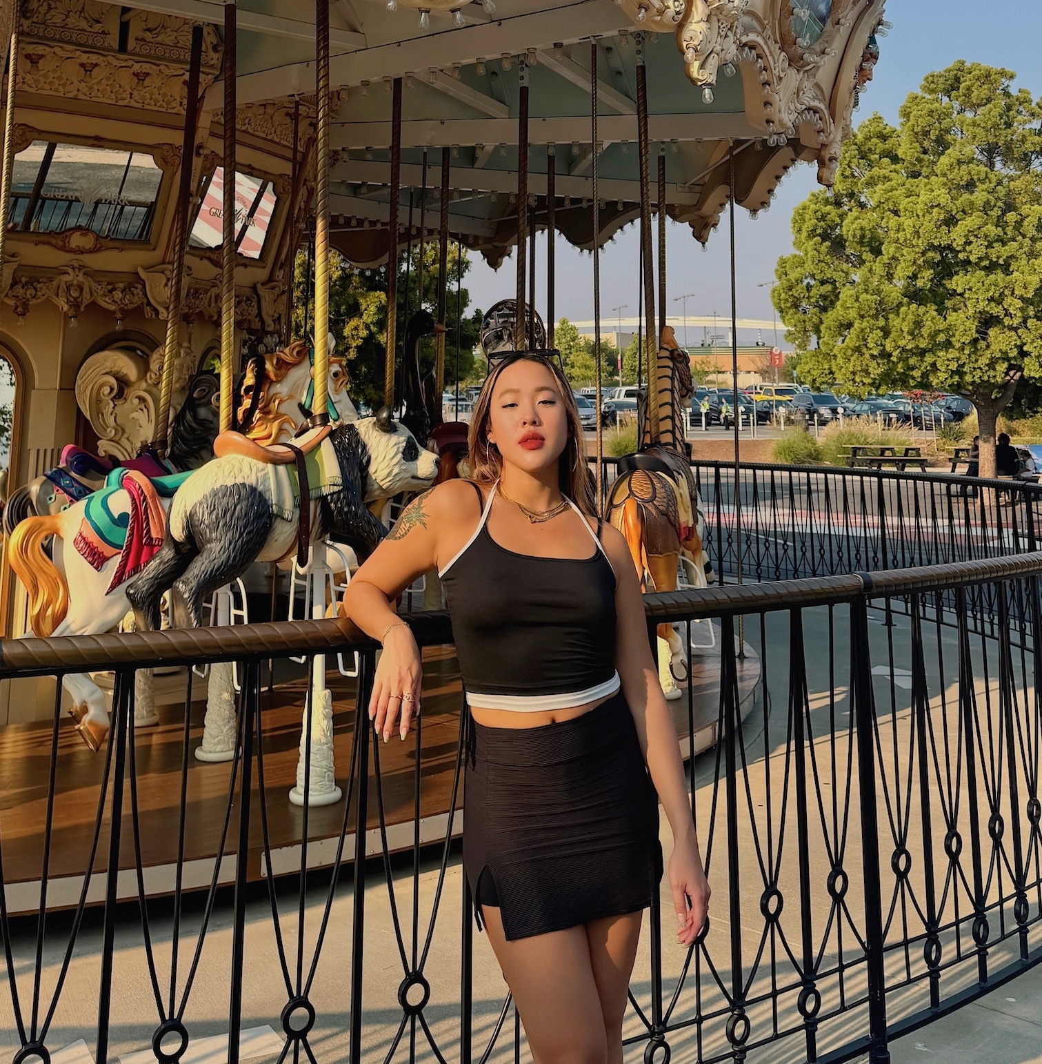 撞色假兩件綁帶背心(2色)